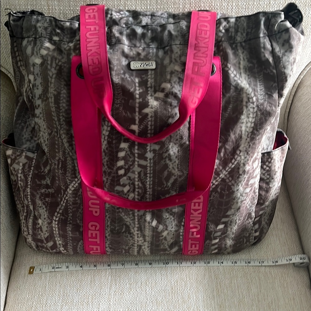 Gray and Pink Zumba tote.